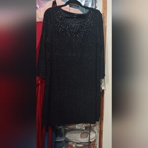Beautiful black velvet dress boho with gems and bell sleeve